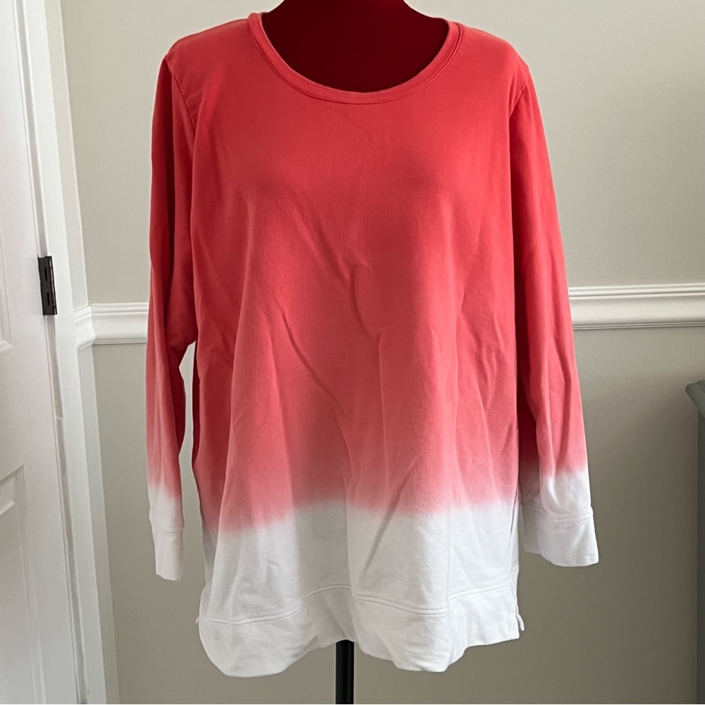 Denim & Co. French terry dip dye long sleeve tunic